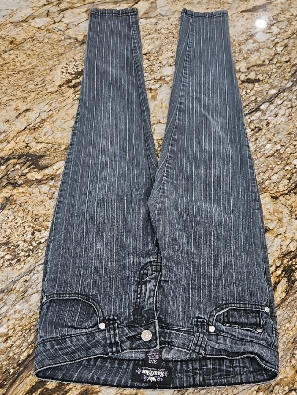 RAW BLUE Y2K Women's Black Pinstripe Women’s Jeans.Size 3/4 Inseam 29" Rise 6"